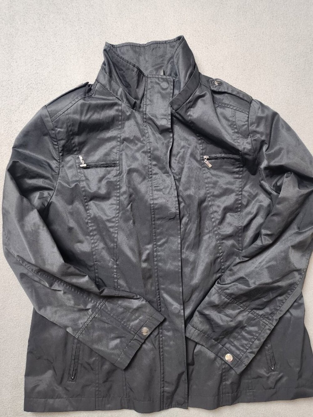 Novelti Adorable Junior Black Utility Jacket Women's 16 Snap Epaulettes